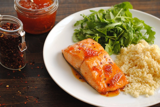 Healthy Side Dishes For Salmon
 Roasted Salmon with Spicy Apricot Glaze Foxes Love Lemons