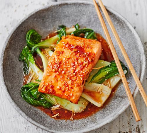 Healthy Side Dishes For Salmon
 Teriyaki salmon with sesame pak choi recipe