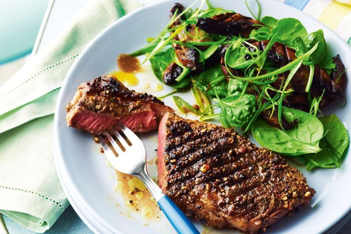 Healthy Side Dishes For Steak
 Mixed pepper crusted steak with mushroom salad