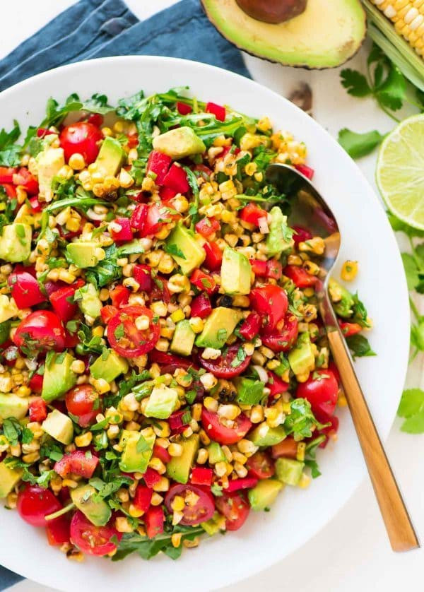 Healthy Side Salads
 Grilled Corn Salad with Avocado and Tomato