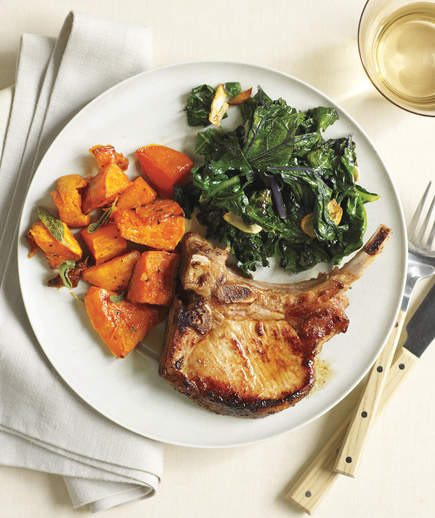 Healthy Sides For Pork Chops
 Roasted Pork Chop and Butternut Squash w Kale