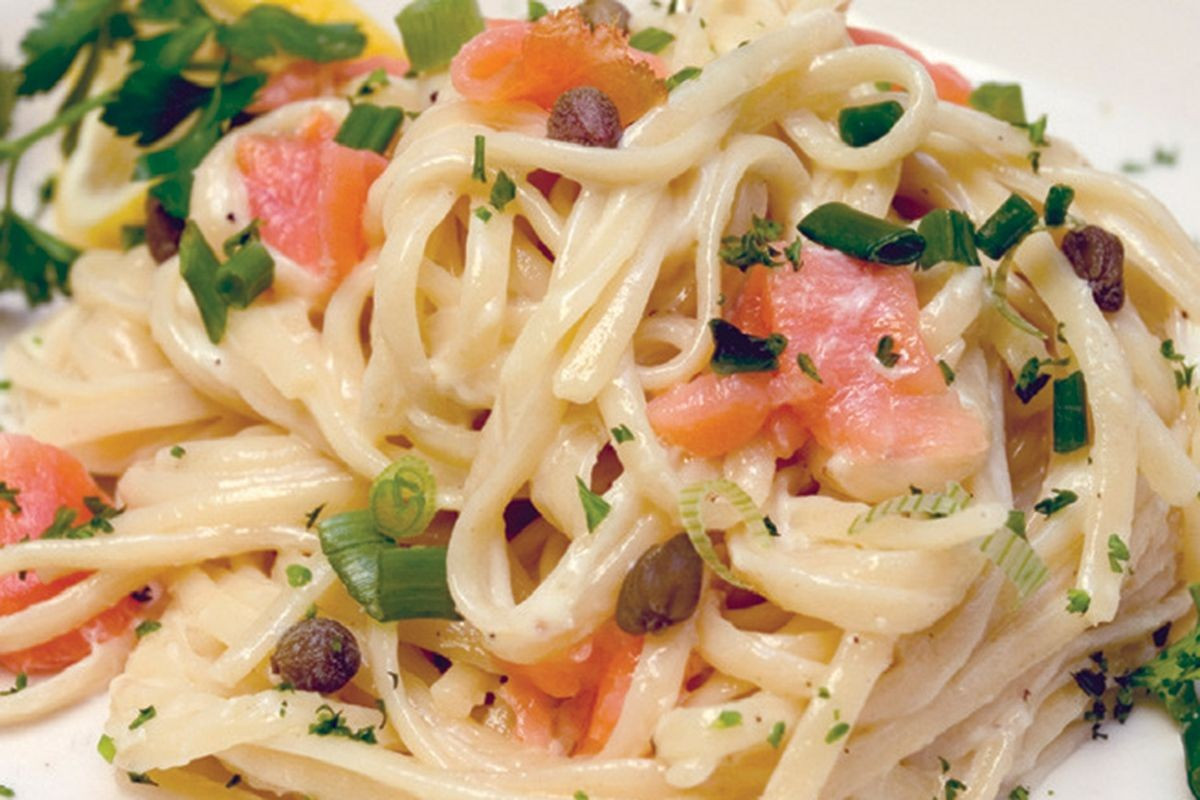 Healthy Smoked Salmon Pasta
 Pasta with smoked salmon in vodka and caper sauce