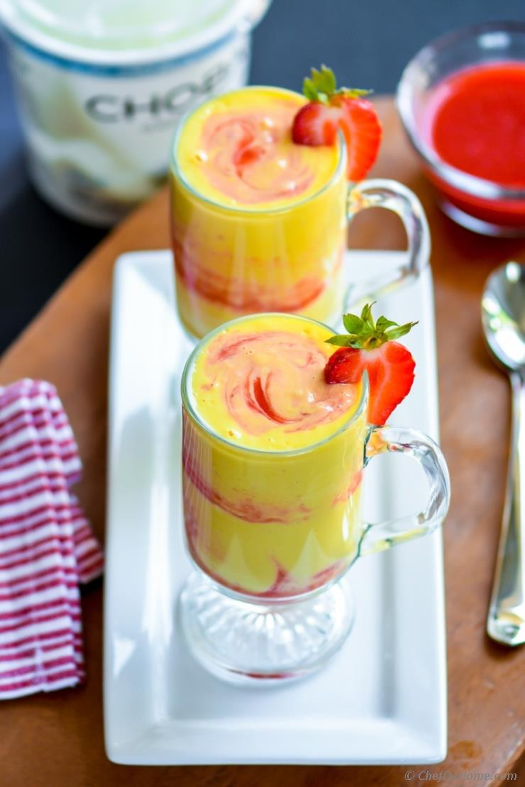 Healthy Smoothie Recipes With Yogurt
 Mango Strawberry Swirl Yogurt Smoothie Recipe