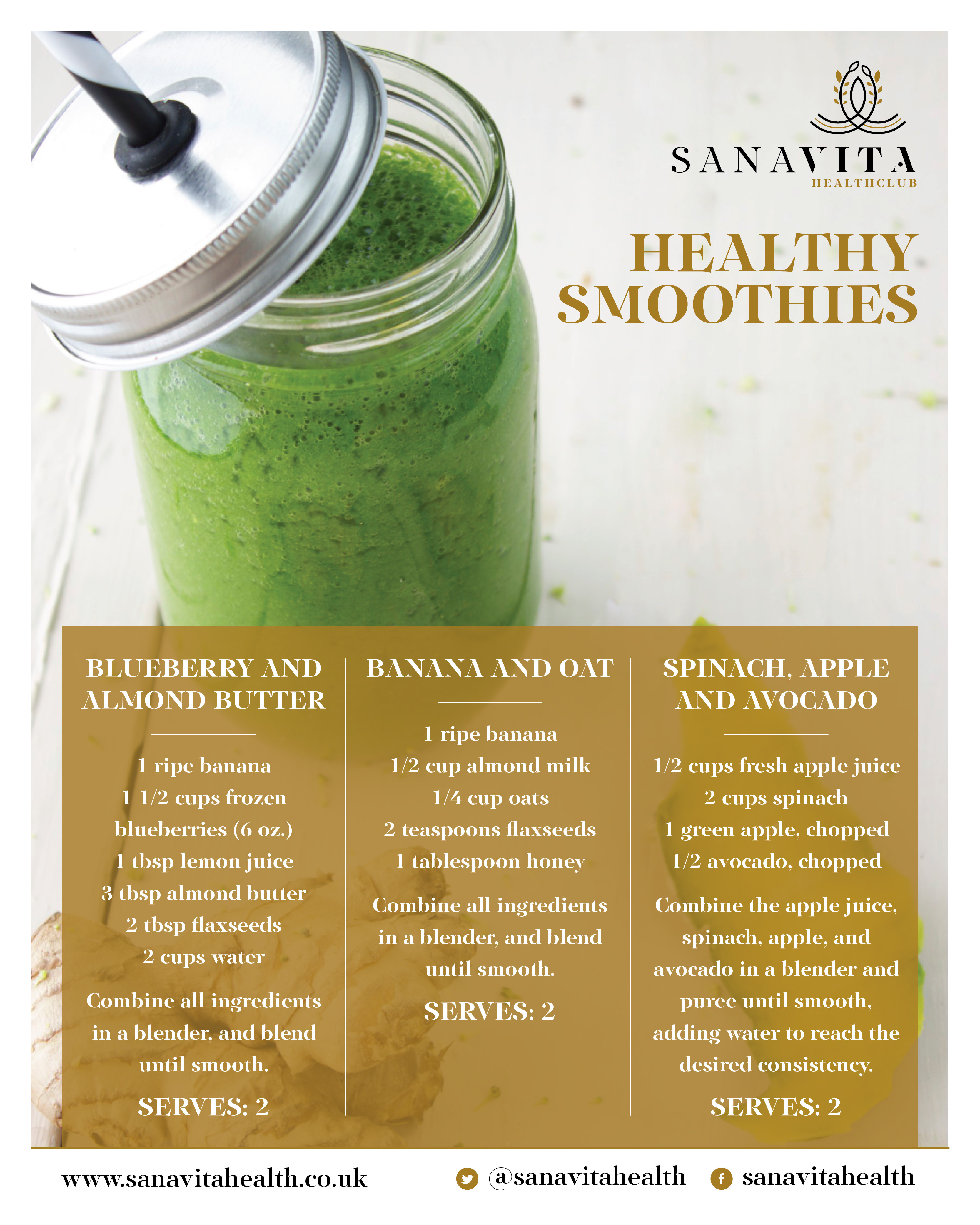 Healthy Smoothies Recipes
 Sana Vita Health Club