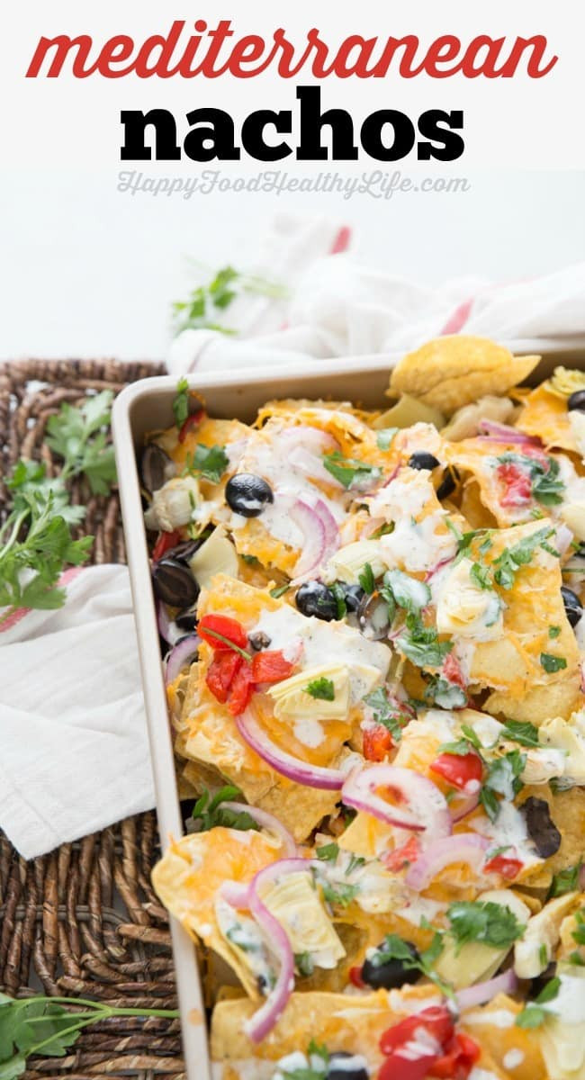 Healthy Snacks For Game Night
 Mediterranean Nachos from The Weeknight Dinner Cookbook