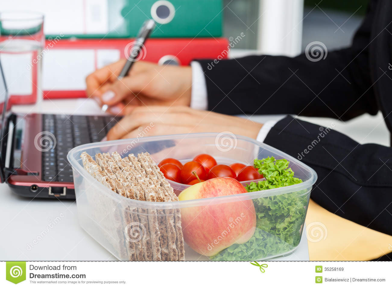 Healthy Snacks For Office Workers
 Lunchbox at work stock image Image of service breakfast