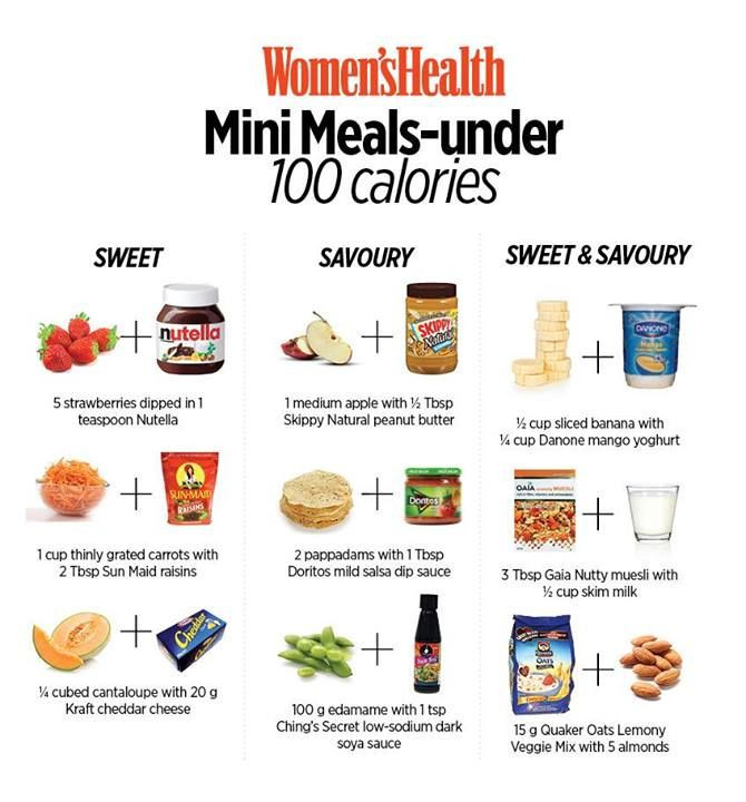 Healthy Snacks Under 100 Calories
 Mini Meals under 100 calories