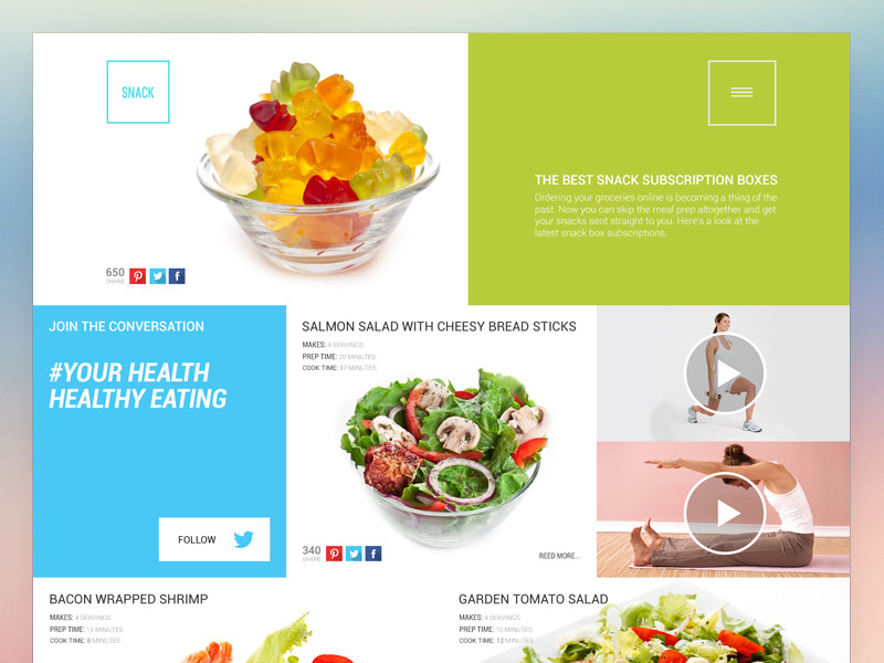 Healthy Snacks Website
 Food Delivery Website by Ramotion Dribbble