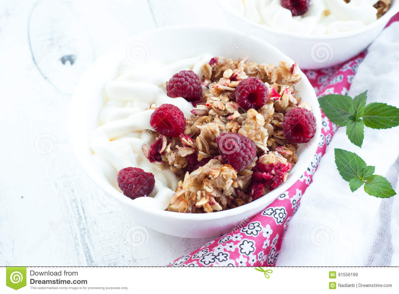 Healthy Snacks With Cream Cheese
 Healthy Snack With Sour Cream And Granola Stock