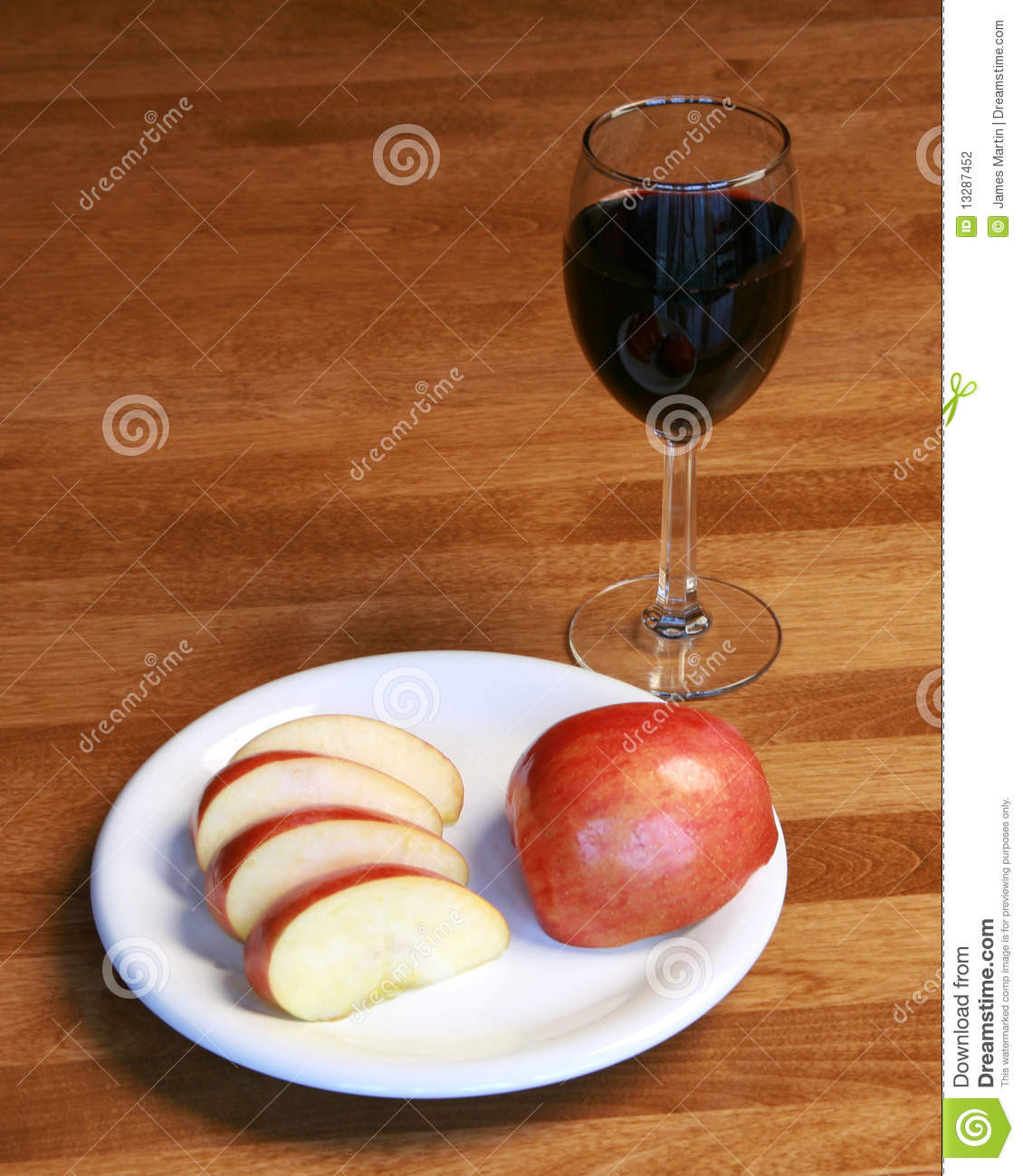Healthy Snacks With Wine
 Healthy Apple Snack And Glass Wine Stock graphy