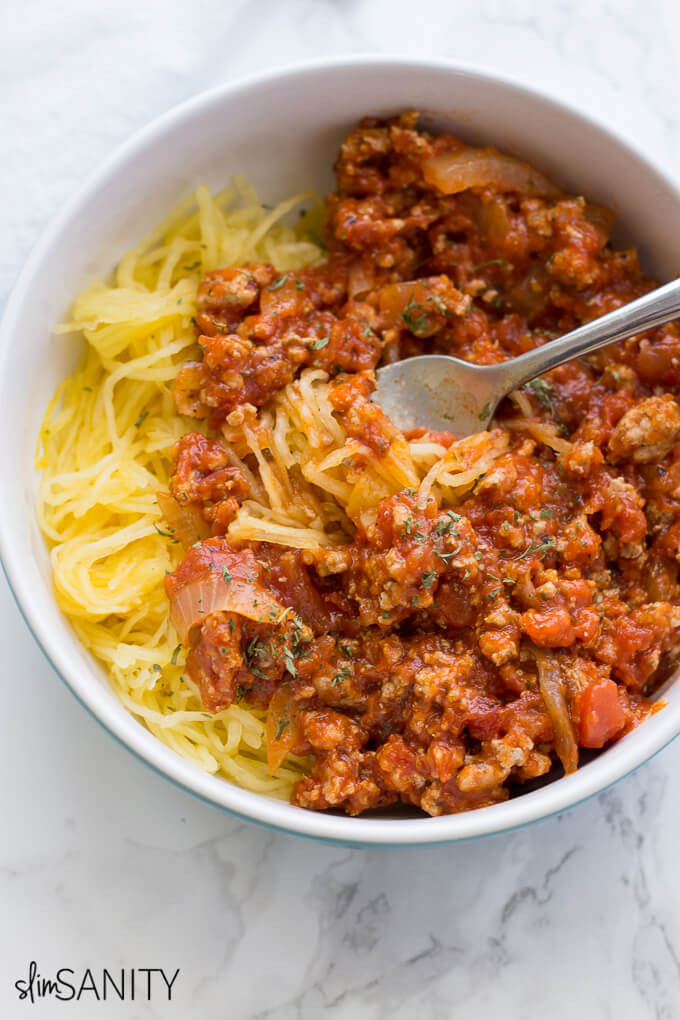 Healthy Spaghetti Sauce Recipe
 5 Ingre nt Spaghetti Squash with Pasta Sauce Slim Sanity