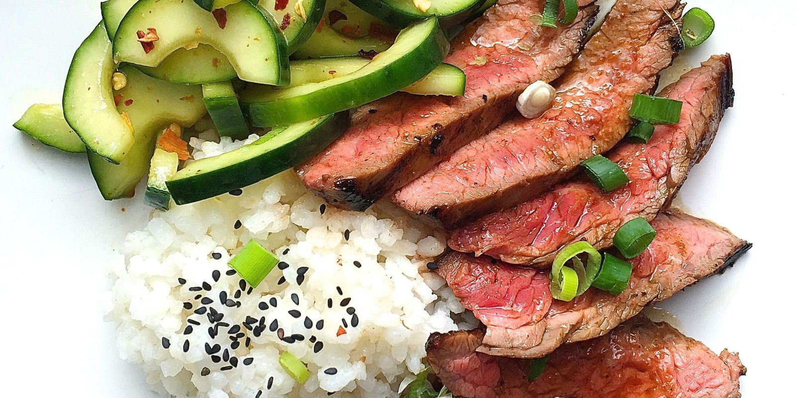 Healthy Steak Dinner
 Best Korean Style Grilled Flank Steak with Sticky Rice and