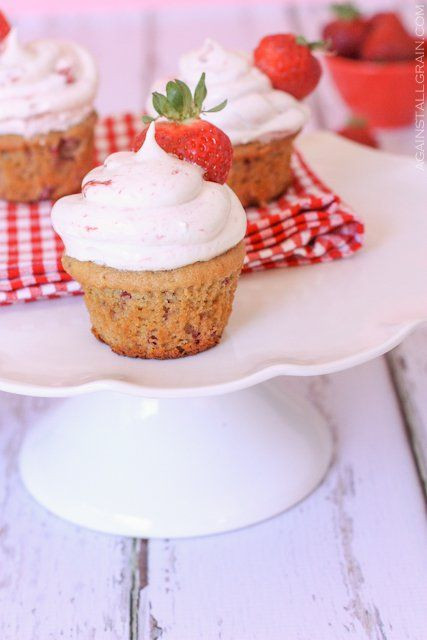 Healthy Strawberry Cupcakes
 Strawberry Shortcake Cupcakes Against All Grain