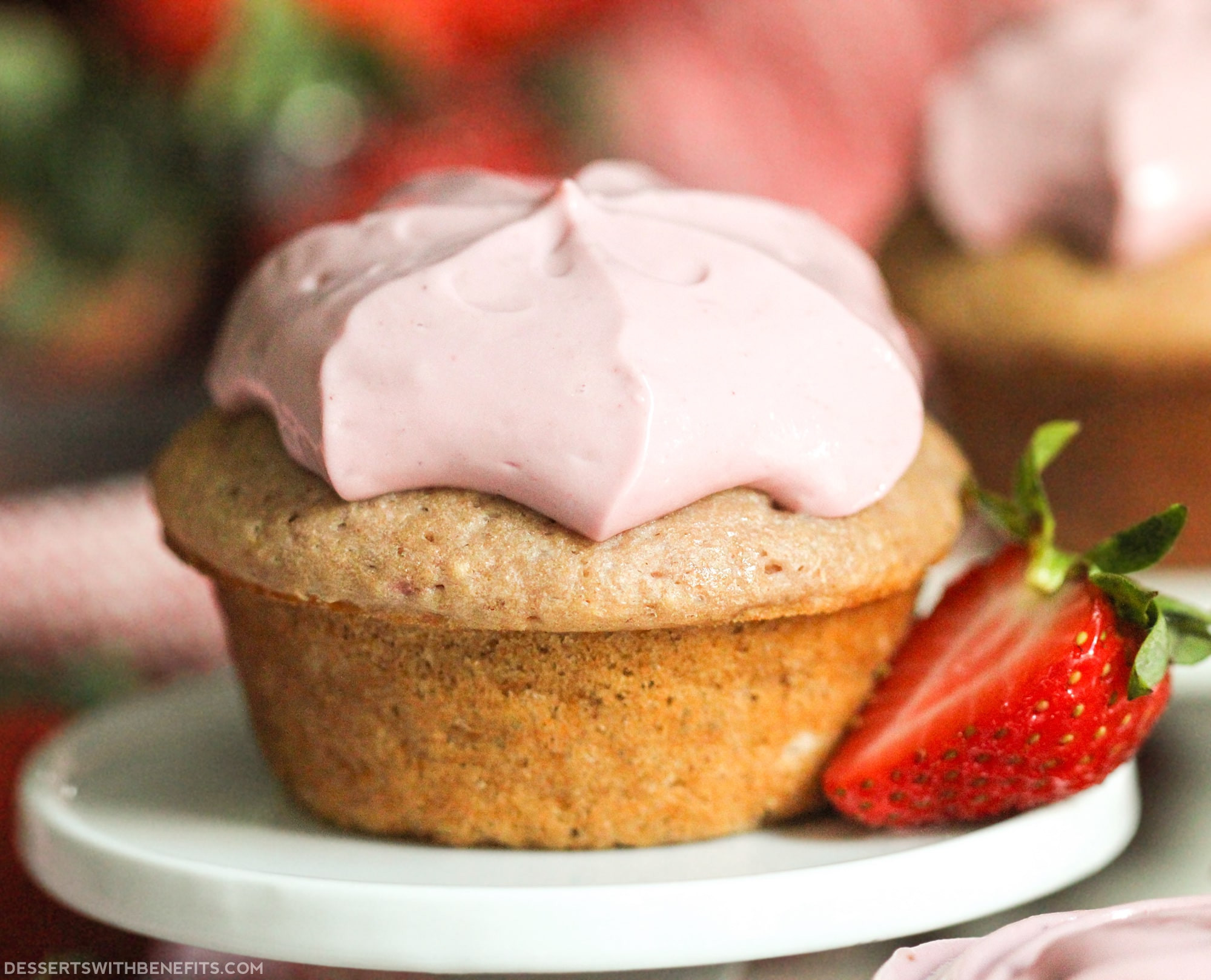 Healthy Strawberry Dessert
 Healthy Strawberry Cupcakes with Strawberry Frosting