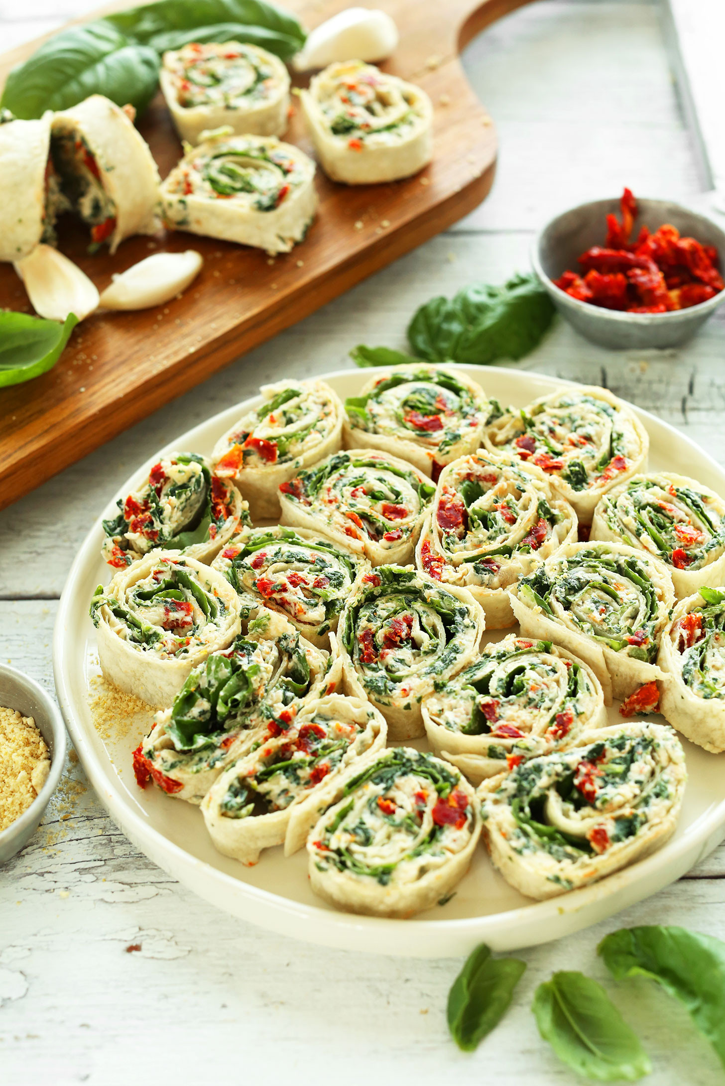 Healthy Summer Appetizers
 Sun Dried Tomato Basil Pinwheels