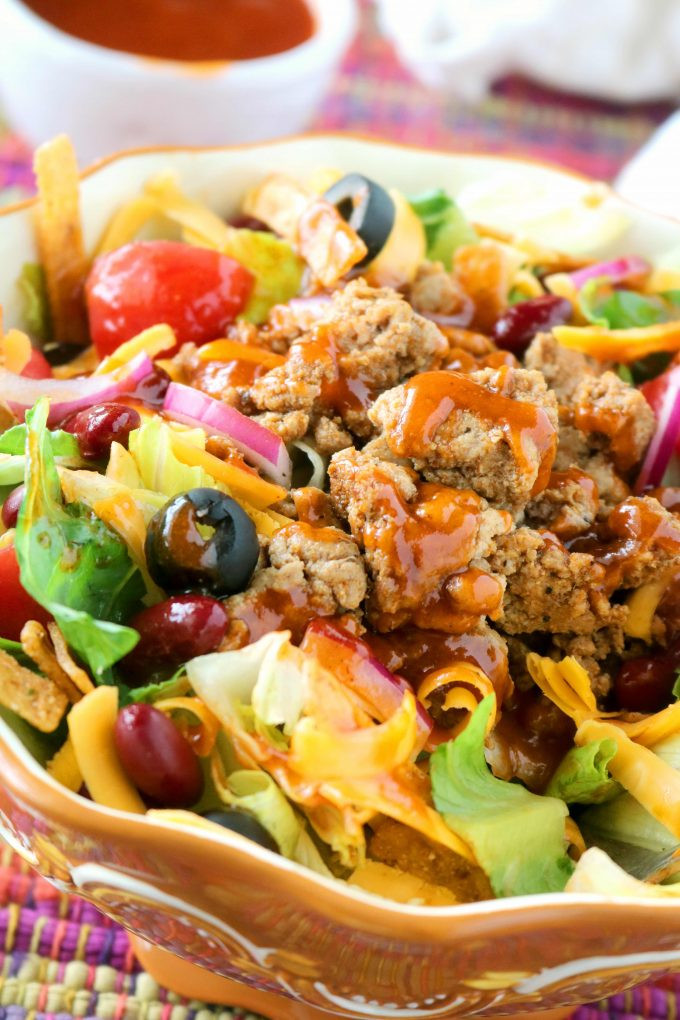 Healthy Taco Salad With Ground Turkey
 Healthy Taco Salad with Ground Turkey and Catalina Dressing