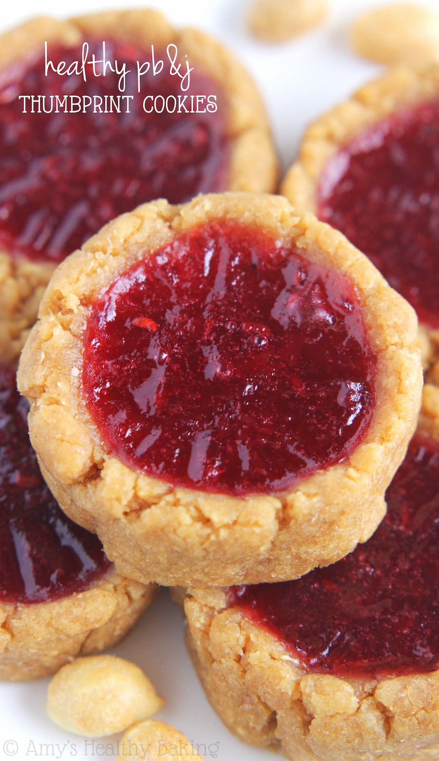 Healthy Thumbprint Cookies
 Peanut Butter & Jam Thumbprint Cookies