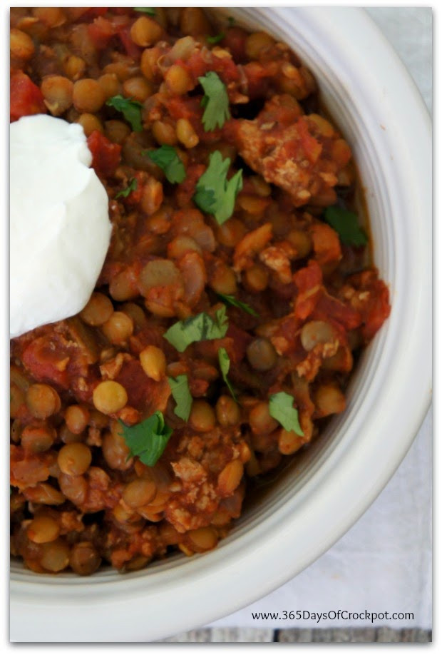 Healthy Turkey Chili
 Slow Cooker Healthy Turkey Lentil Chili 365 Days of Slow