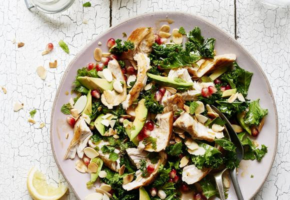 Healthy Turkey Salad Recipe
 Shredded Turkey Salad with fresh mint miso kale flaked