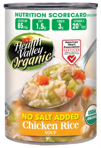 Healthy Valley Soups
 Health Valley Organic No Salt Added Soup Chicken Rice