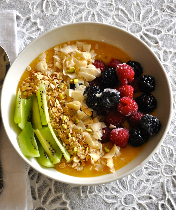 Healthy Vegan Breakfast
 Healthy Vegan Breakfast Bowl with Mango Pudding