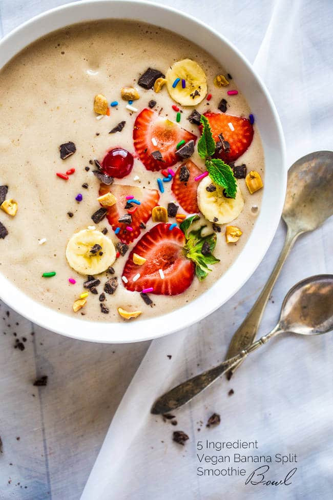 Healthy Vegan Breakfast Smoothies
 Banana Split Vegan Smoothie Bowl