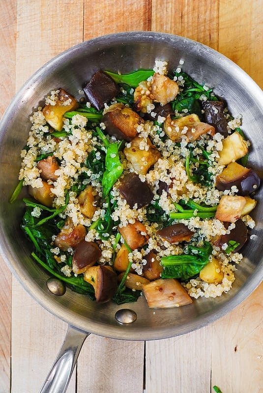 Healthy Vegan Eggplant Recipes
 Roasted Eggplant Spinach Quinoa and Feta Salad Julia