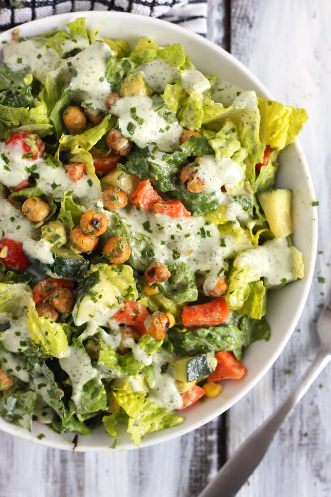 Healthy Vegan Salads
 Roasted Chickpea Salad with Vegan Ranch Dressing