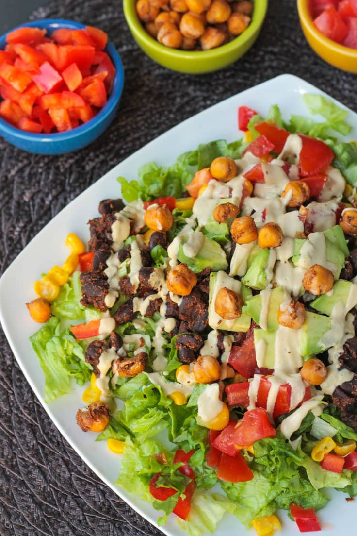 Healthy Vegan Salads
 Black Bean Taco Salad w Crunchy Roasted Chickpeas