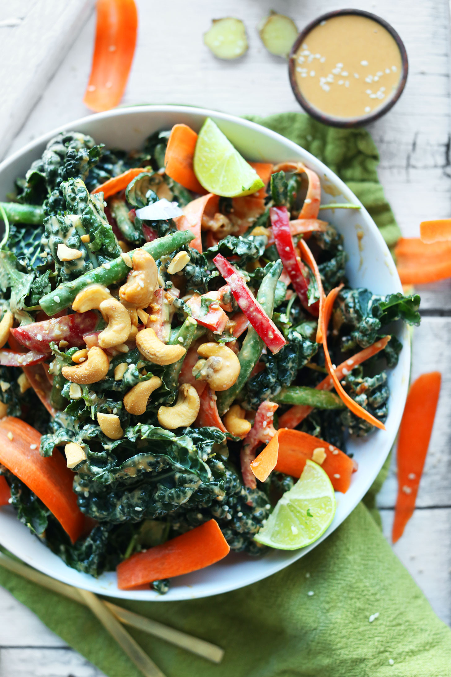 Healthy Vegan Salads
 Thai Kale Salad with Cashew Dressing