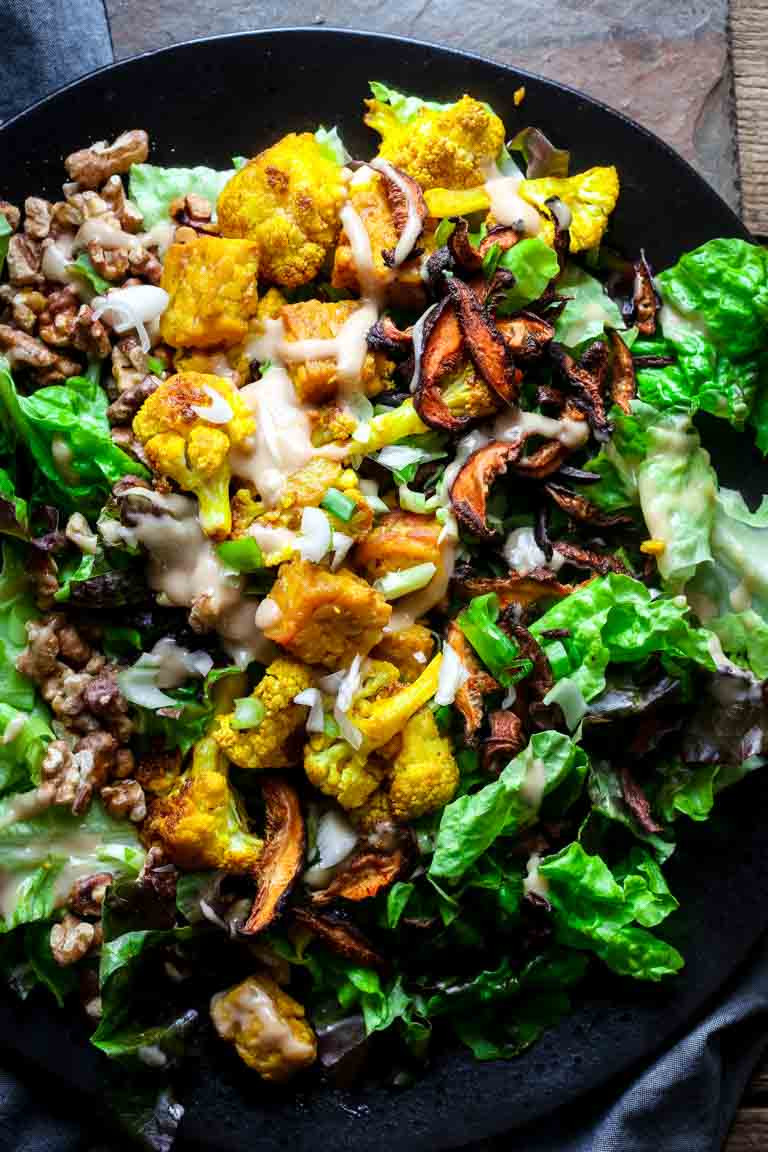 Healthy Vegan Salads
 turmeric roasted cauliflower and tempeh power salad vegan