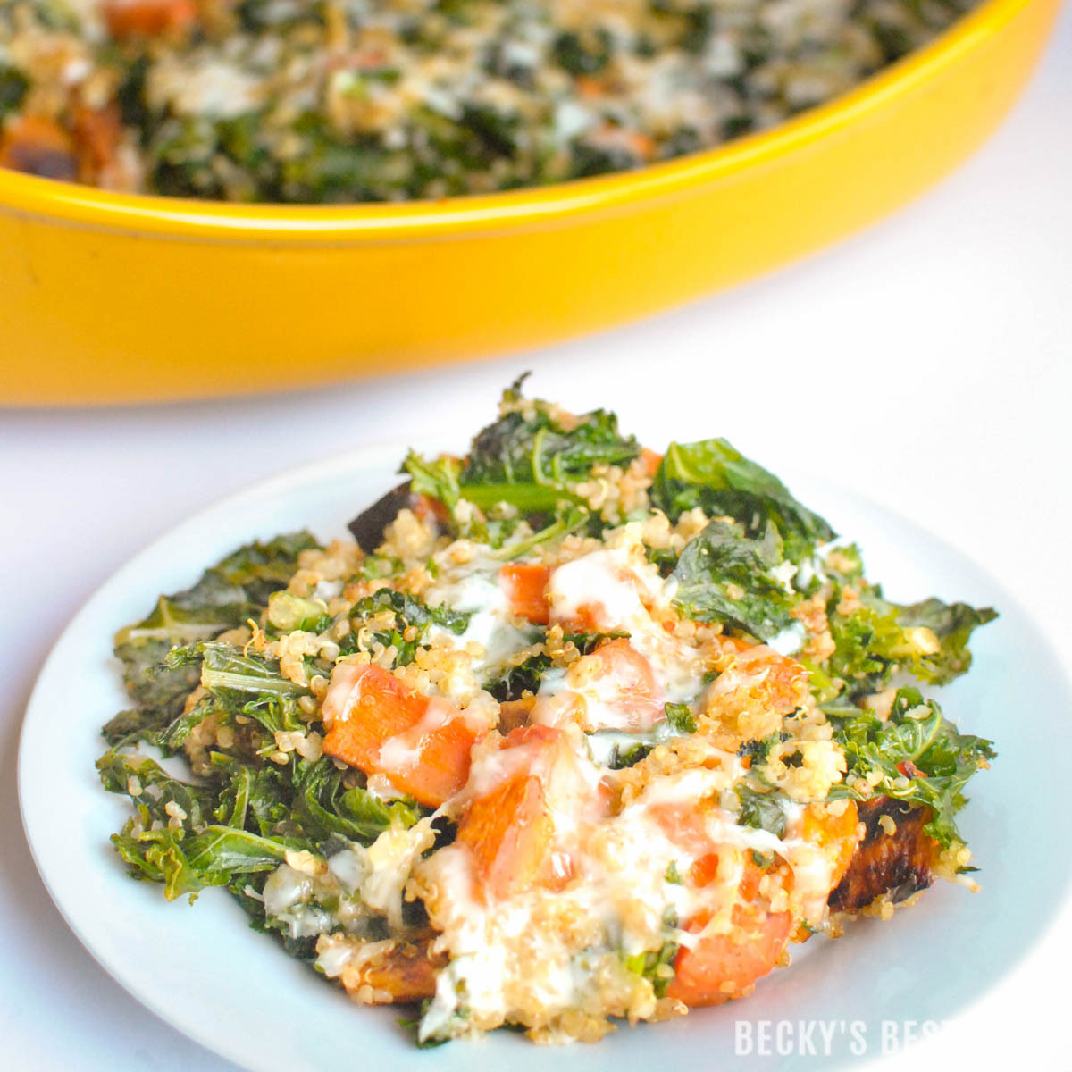 Healthy Vegetable Casserole
 Kale & Roasted Ve able Quinoa Casserole