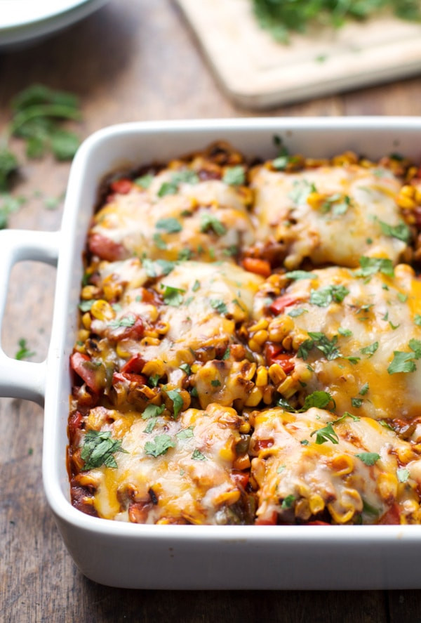Healthy Vegetarian Casseroles
 Healthy Mexican Casserole with Roasted Corn and Peppers