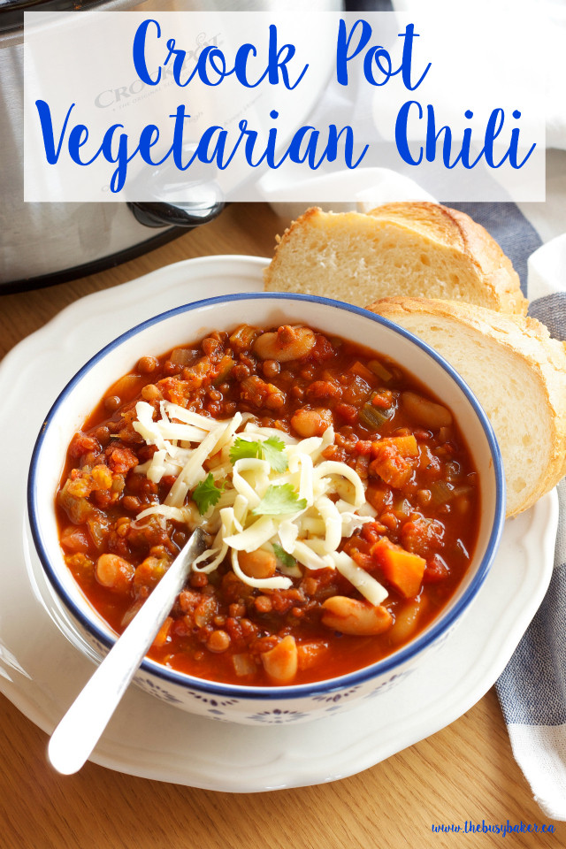 Healthy Vegetarian Crock Pot Recipes
 Crock Pot Ve arian Chili Slow Cooker The Busy Baker