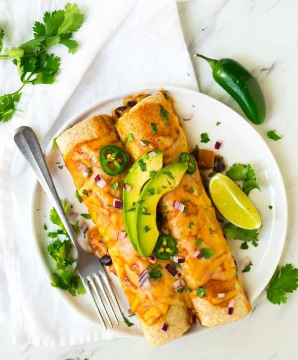 Healthy Vegetarian Enchiladas
 Ve arian Enchiladas with Butternut Squash and Black Beans