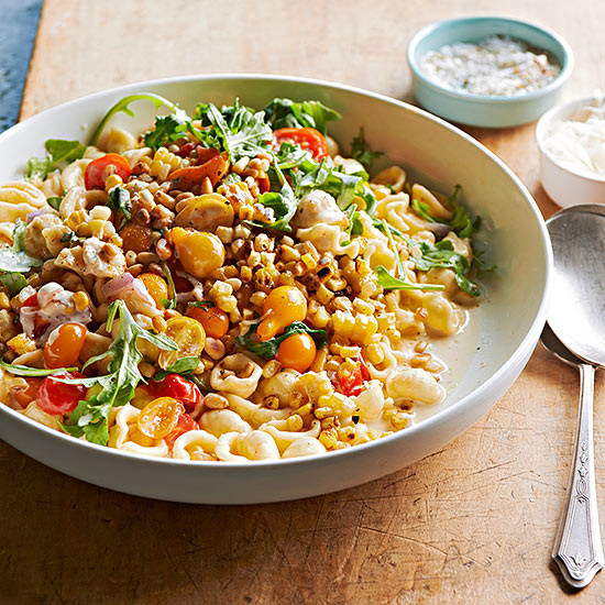Healthy Vegetarian Meals With Protein
 Orecchiette in Creamed Corn with Wilted Tomatoes and Arugula
