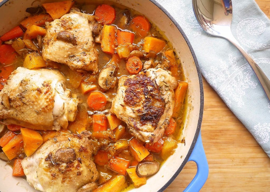 Healthy Way To Cook Chicken Thighs
 Dutch Oven Peach & Maple Chicken Thighs paleo GF