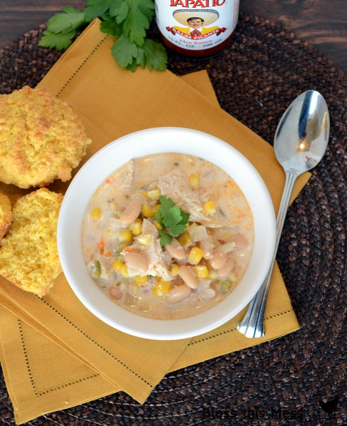 Healthy White Bean Chicken Chili
 White Chicken Chili lightened up Bless This Mess