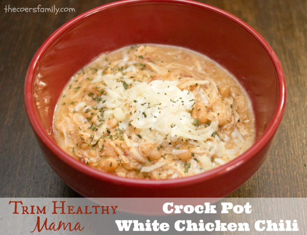 Healthy White Chicken Chili
 Trim Healthy Mama style Crock Pot White Chicken Chili