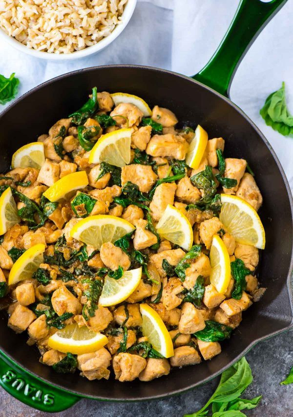 Healthy Whole Chicken Recipes
 Basil Chicken with Lemon and Spinach