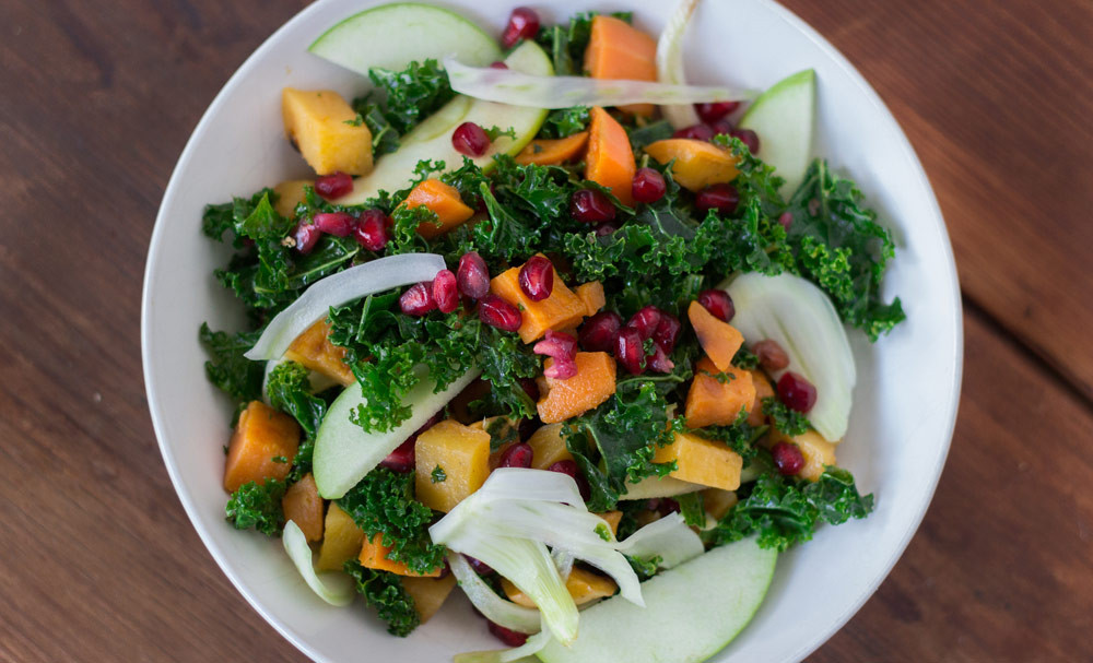 Healthy Winter Salads
 Winter Kale Salad with Kombucha Vinaigrette