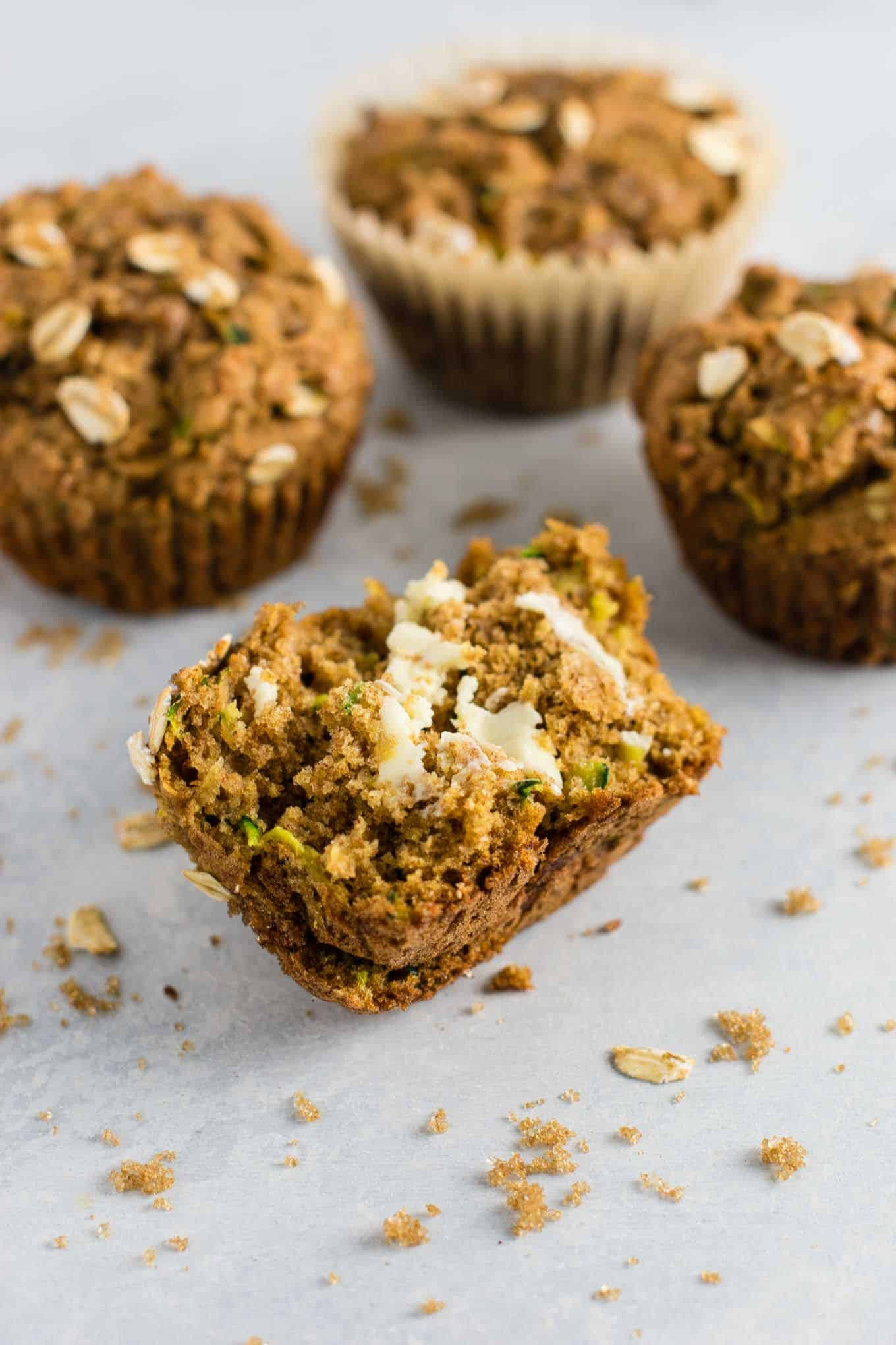 Healthy Zucchini Bread Muffins
 Healthy Zucchini Bread Muffins with brown sugar