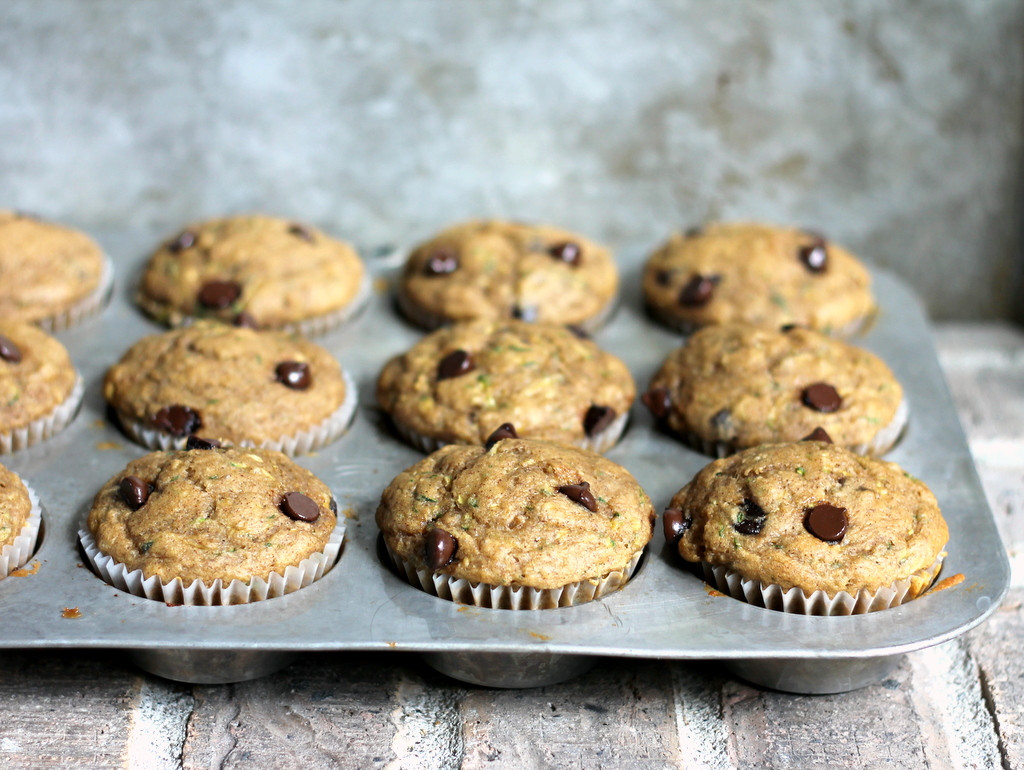 Healthy Zucchini Chocolate Chip Muffins
 Skinny Zucchini Banana Chocolate Chip Muffins