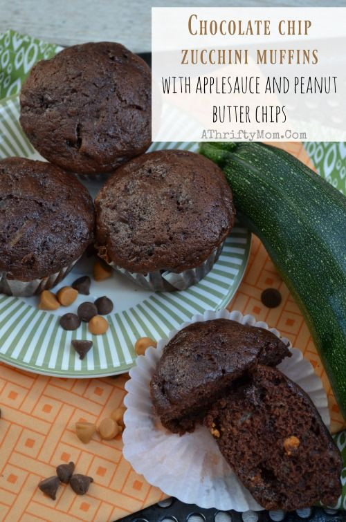 Healthy Zucchini Muffins With Applesauce
 Chocolate chip zucchini muffins with applesauce and peanut