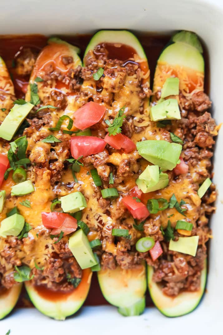 Healthy Zucchini Recipes
 Ground Beef Enchilada Zucchini Boats