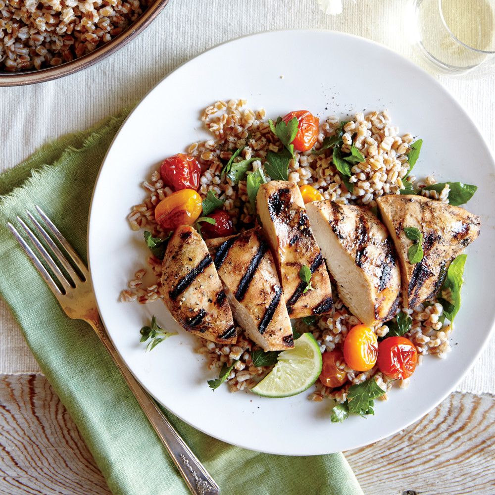 Heart Healthy Baked Chicken Recipes
 Herbed Wheat Berry & Roasted Tomato Salad & Grilled