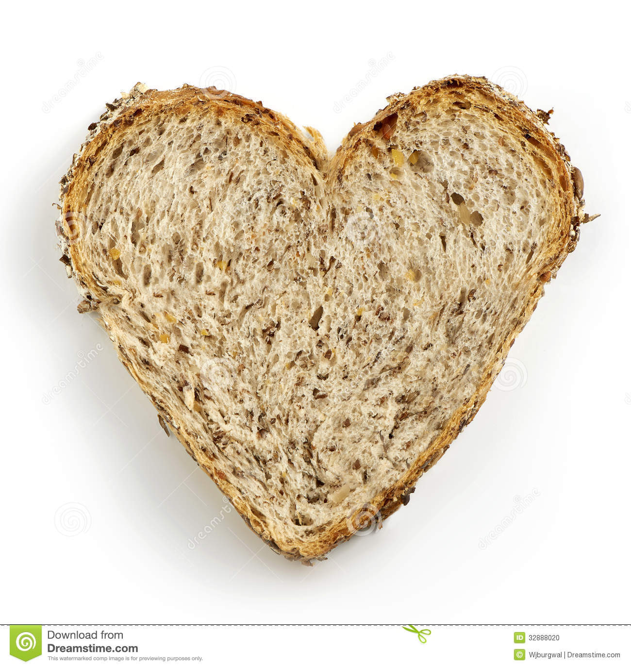 Heart Healthy Bread
 Heart Shaped Slice Brown Bread Stock Image
