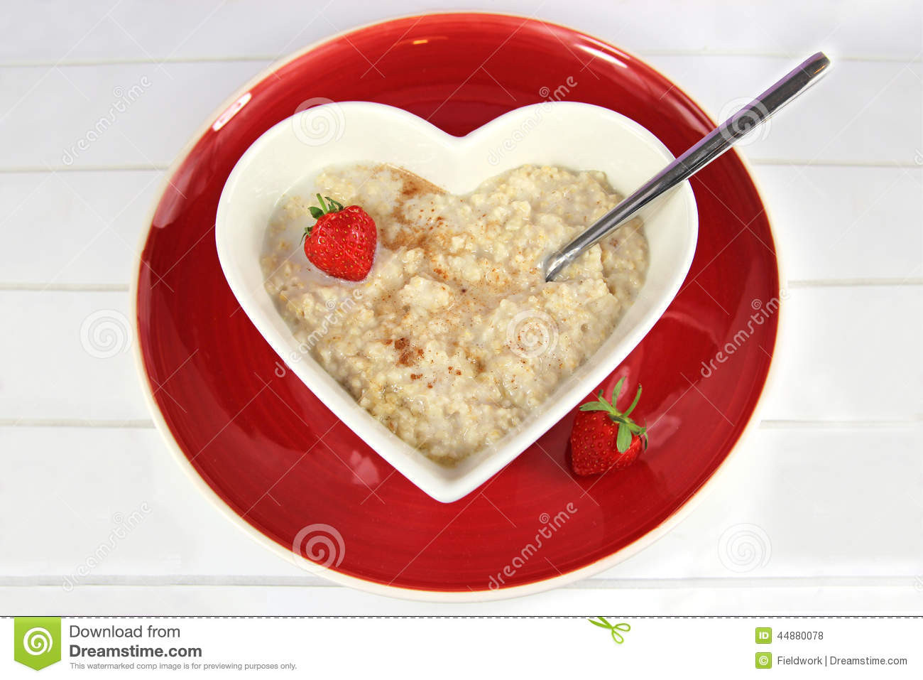 Heart Healthy Breakfast
 Breakfast Oatmeal Porridge In A Heart Bowl With