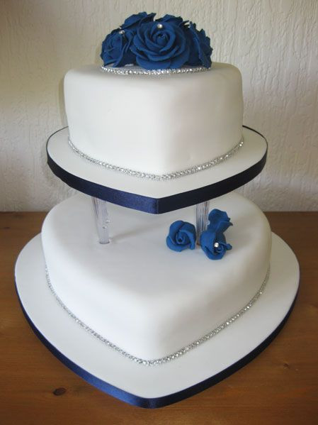 Heart Shaped Wedding Cakes
 Blue rose two tiered heart shaped wedding cake