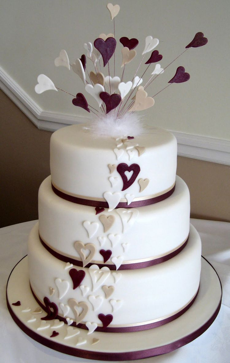 Hearts Wedding Cakes
 Wedding cake with purple hearts